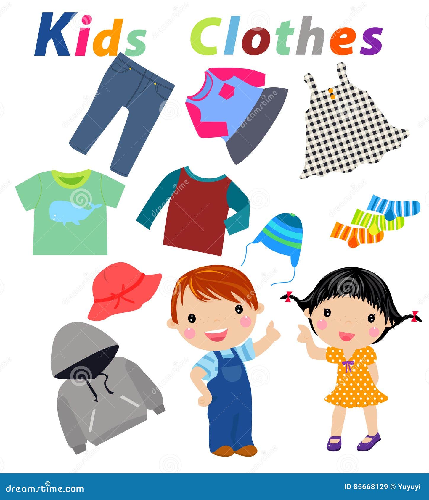 Kids clothes stock vector. Illustration of overalls, color 85668129