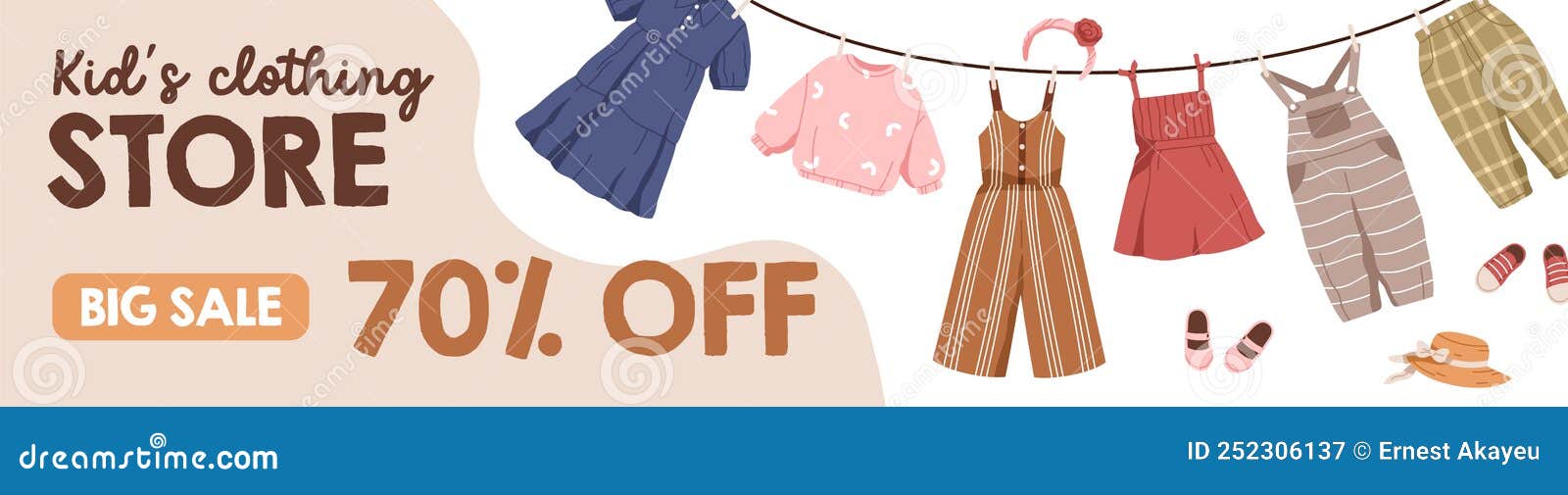 Kids Clothes Sale Banner Template. Children Shop, Discount Advertisement  Design Stock Vector - Illustration of percent, accessory: 252306137