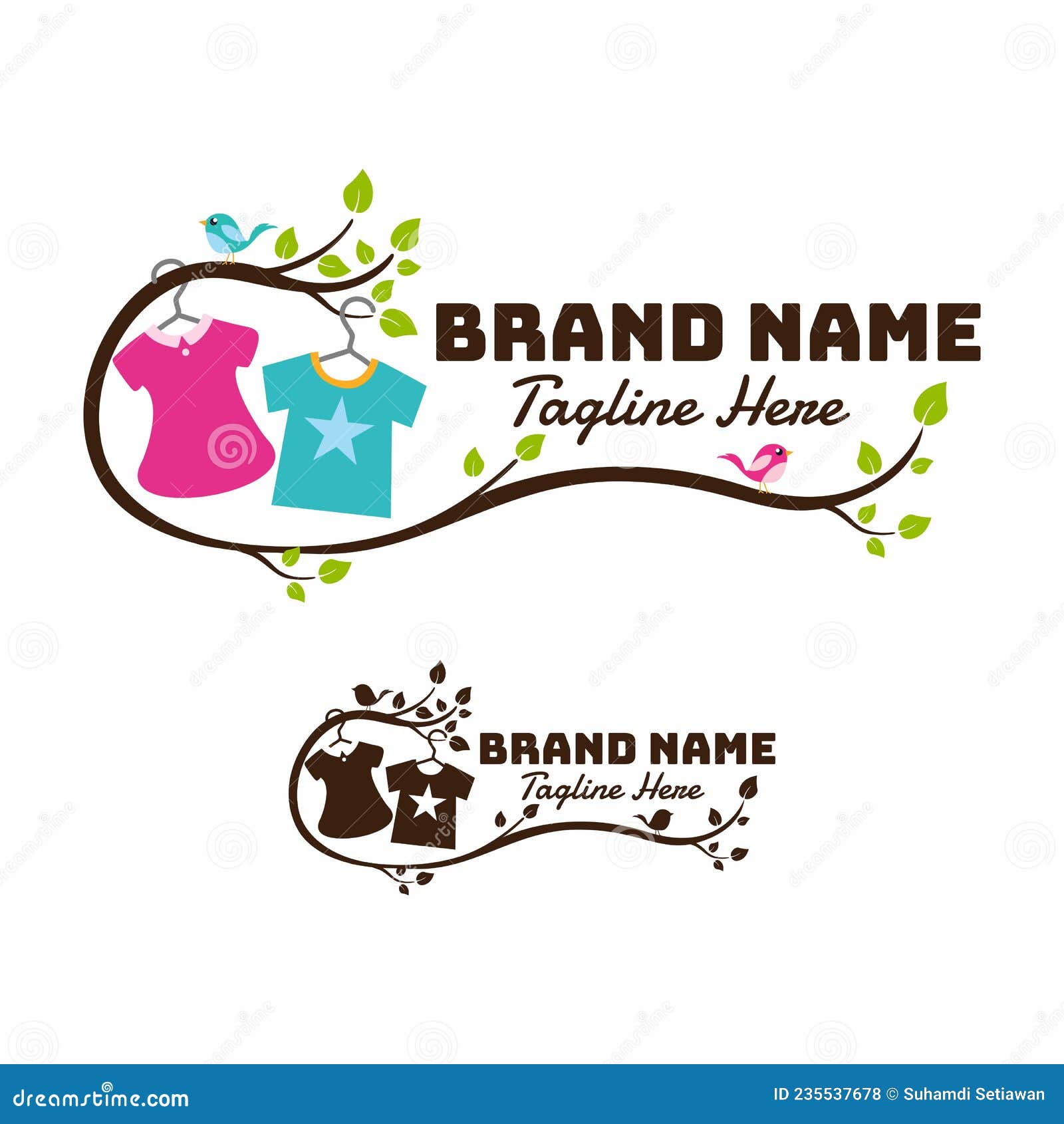 Kids Clothing Store Logo With Clothes Hanging On A Branch Stock Vector kids-clothing-store-logo-with-clothes-hanging-on-a-branch-stock-vector
