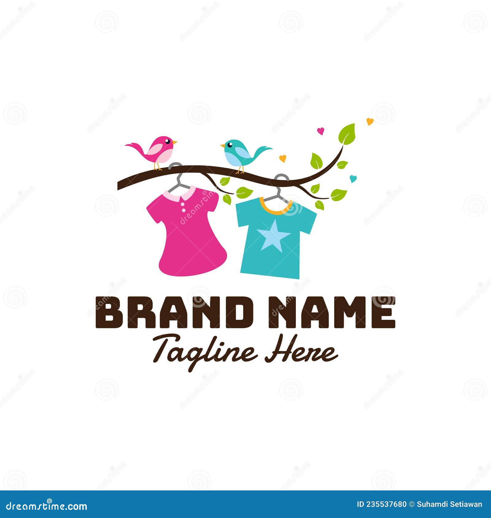 https://thumbs.dreamstime.com/z/kids-clothing-store-logo-clothes-hanging-branch-fun-children-s-apparel-235537680.jpg
