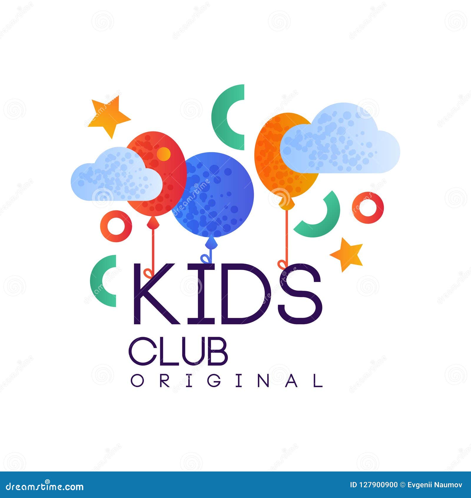 Kids Club Logo Original, Creative Label Template, Playground, Entertainment or Educational Club