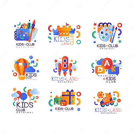 Kids Club Logo Original Set, Creative Labels Templates, Playground ...