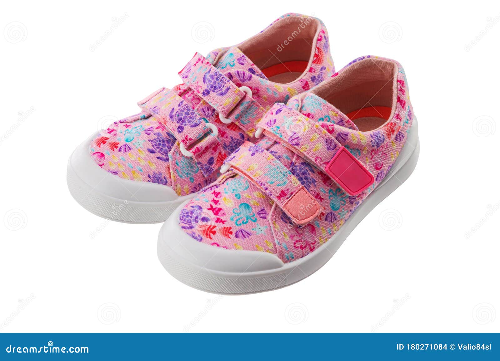 Kids Colorful Casual Shoes Isolated on White Stock Photo - Image of ...