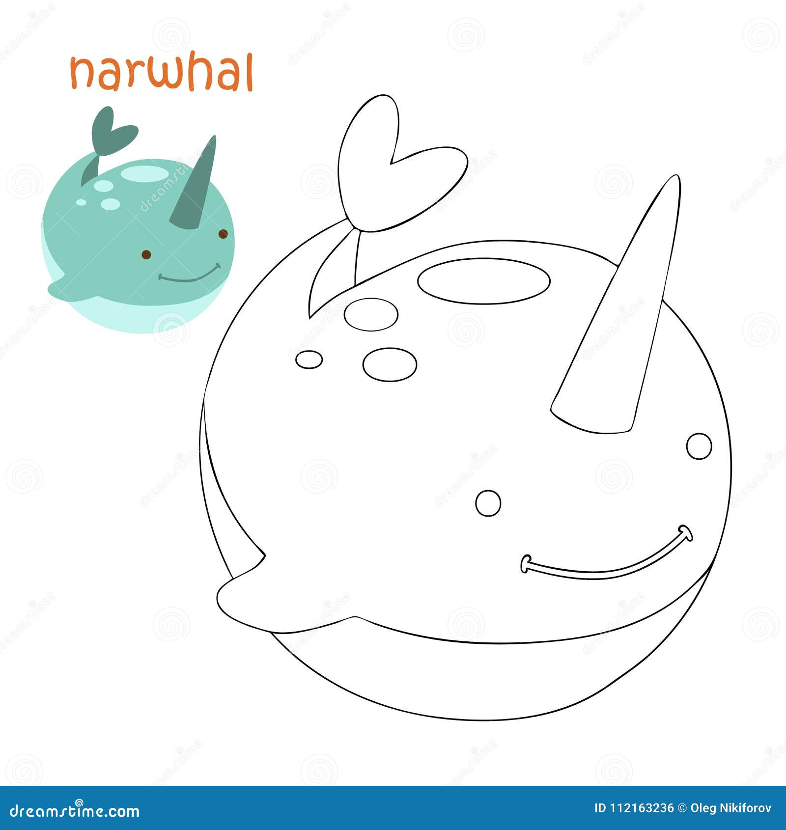 Kids Coloring Page - Narwhal Stock Vector - Illustration of Kids Coloring Page - Narwhal Stock Vector - Illustration of