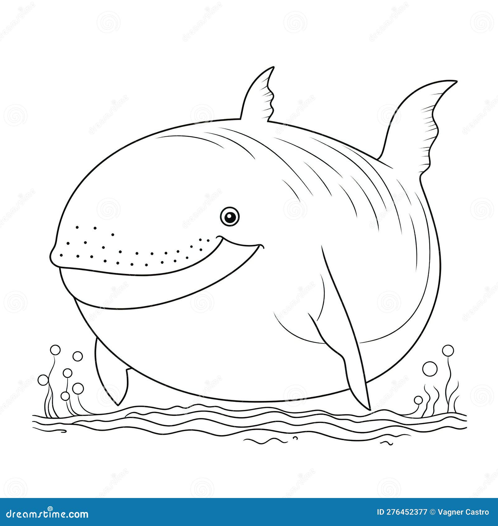 Kids Coloring Page of a Whale on the Sea that is Blank and Downloadable ...
