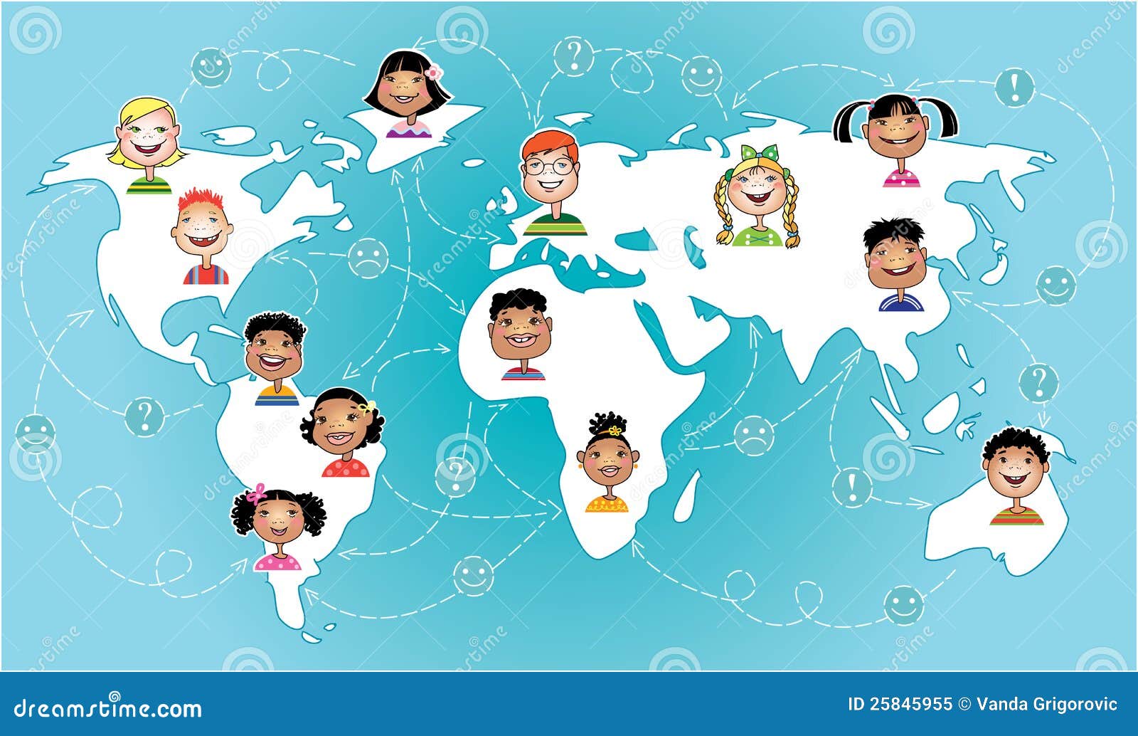 Kids connected worldwide stock vector. Illustration of countries