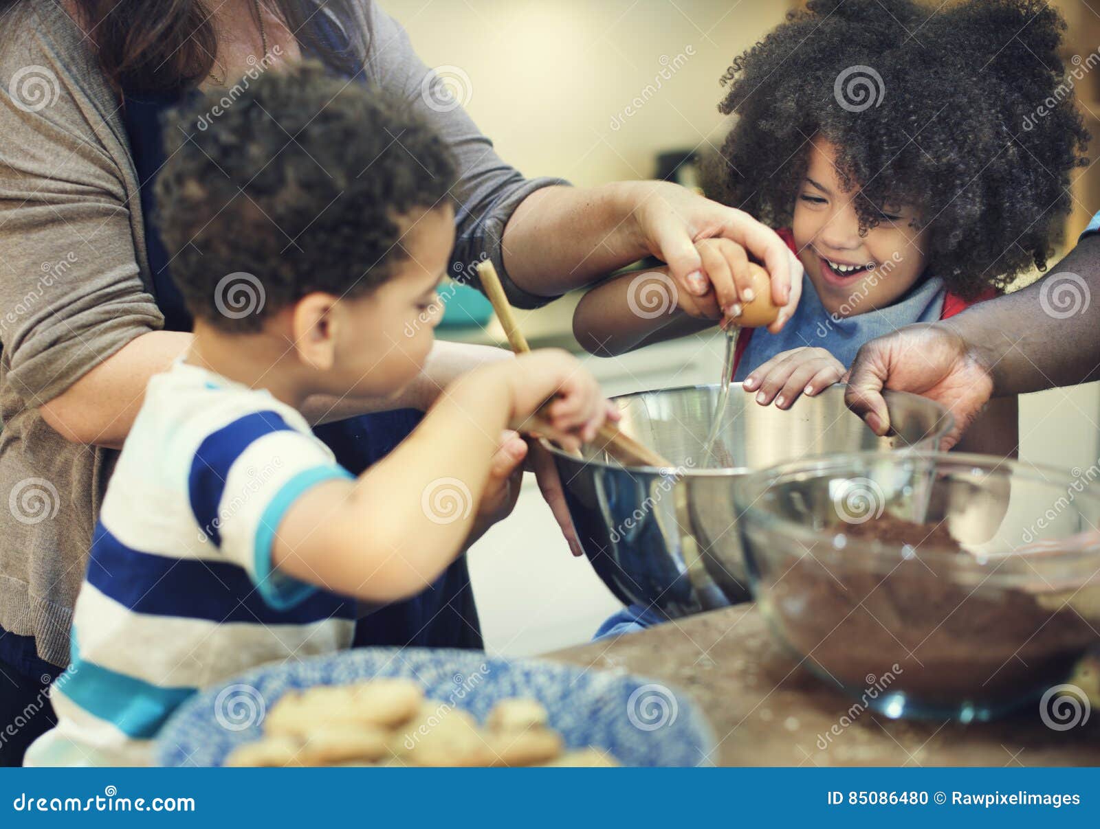 kids cooking baking cookies kitchen concept