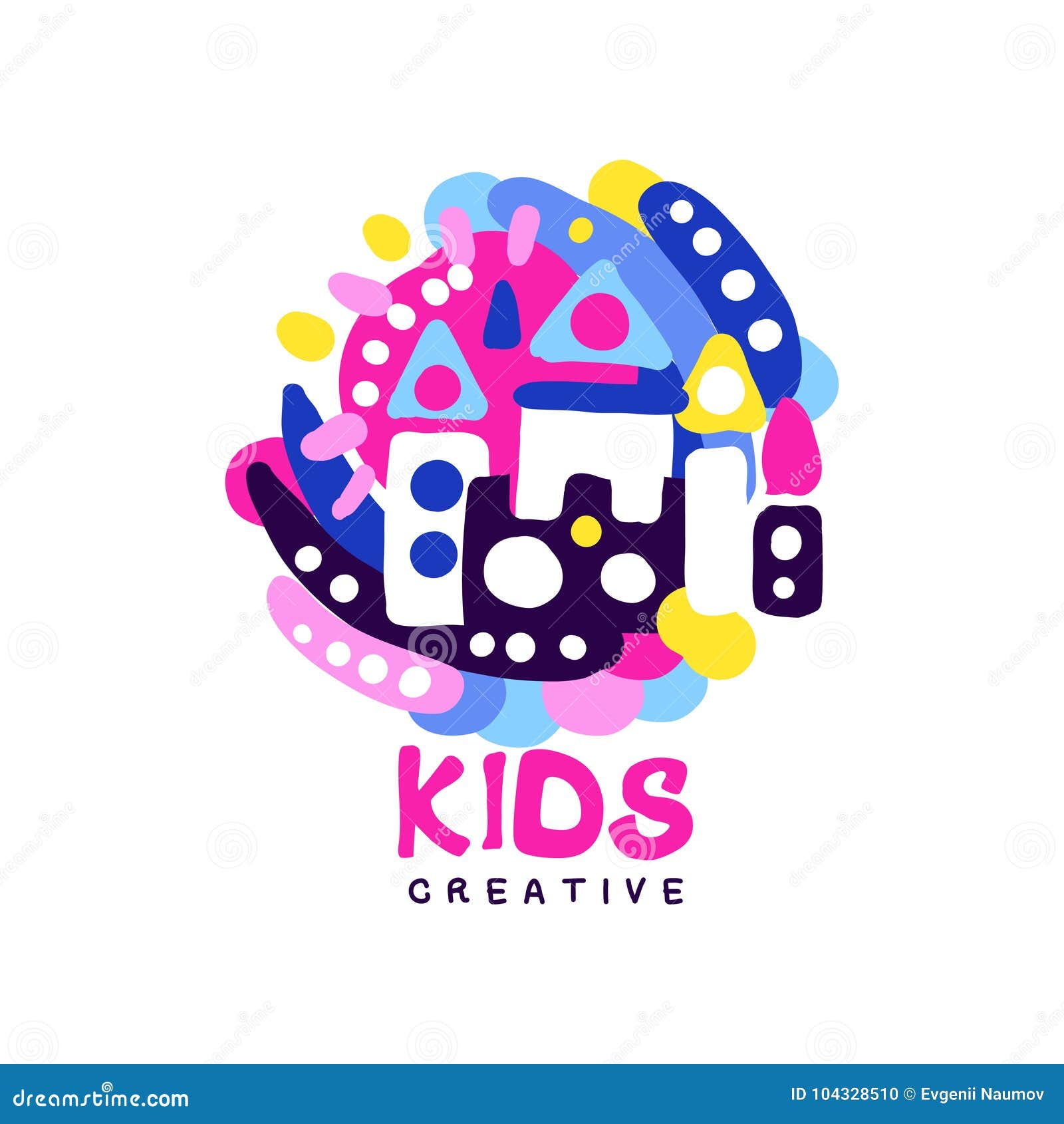 Kids Creative Logo Design Template, Colorful Labels for Kids Club ...