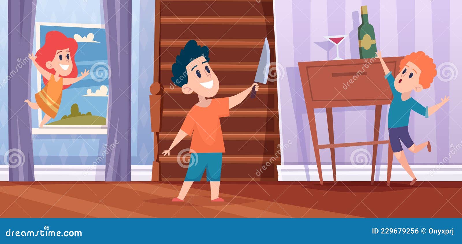 Kids Dangerous. Bad Games in Interior with Drugs Electricity Stranger Risk  Situation for Kids Exact Vector Cartoon Stock Vector - Illustration of  alert, childhood: 229679256