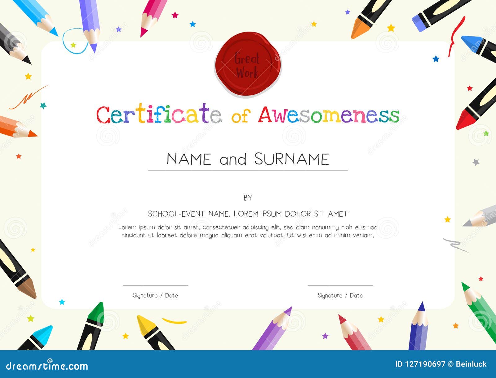 Kids Diploma or Certificate Template with Painting Stuff Border Regarding Free School Certificate Templates