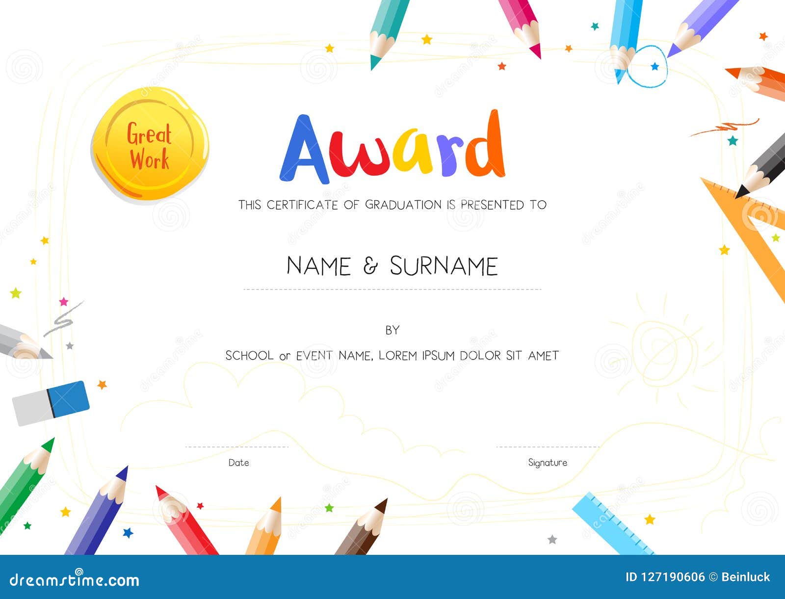 Preschool Graduation Diploma Template from thumbs.dreamstime.com