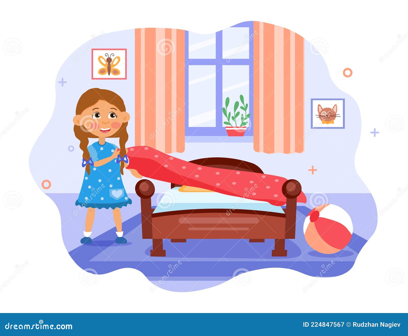 child making bed clip art