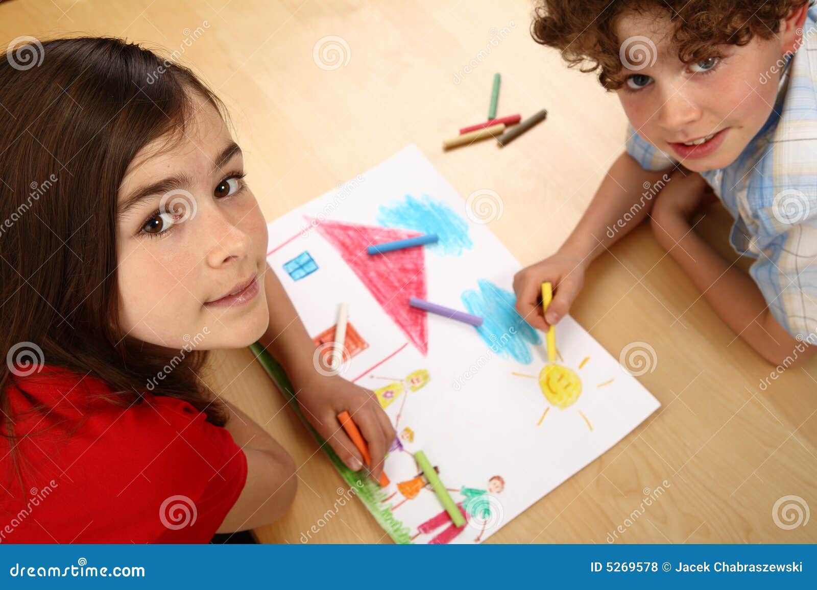 Kids Drawing and Pencils stock photo. Image of happy - 53657220