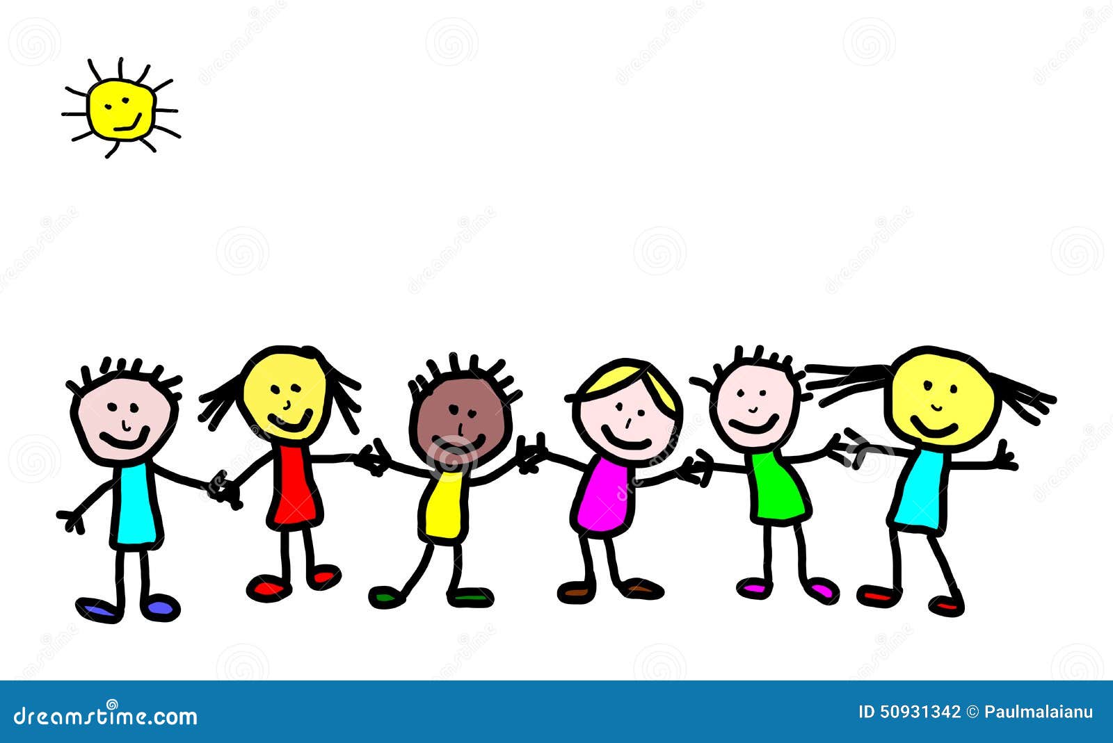 Kids drawing - friends stock illustration. Illustration of girl