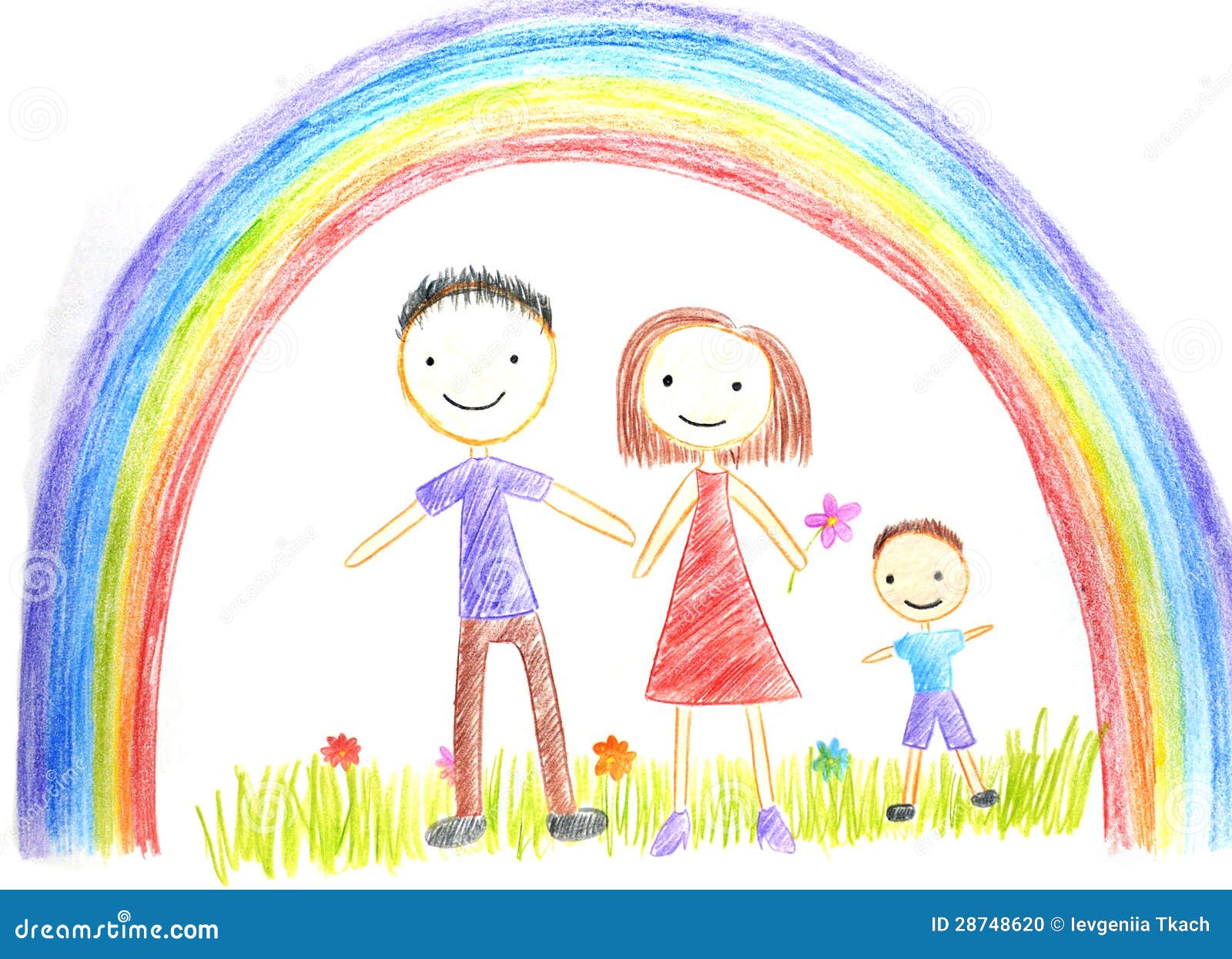 Kids drawing happy family stock illustration. Image of group - 28748620