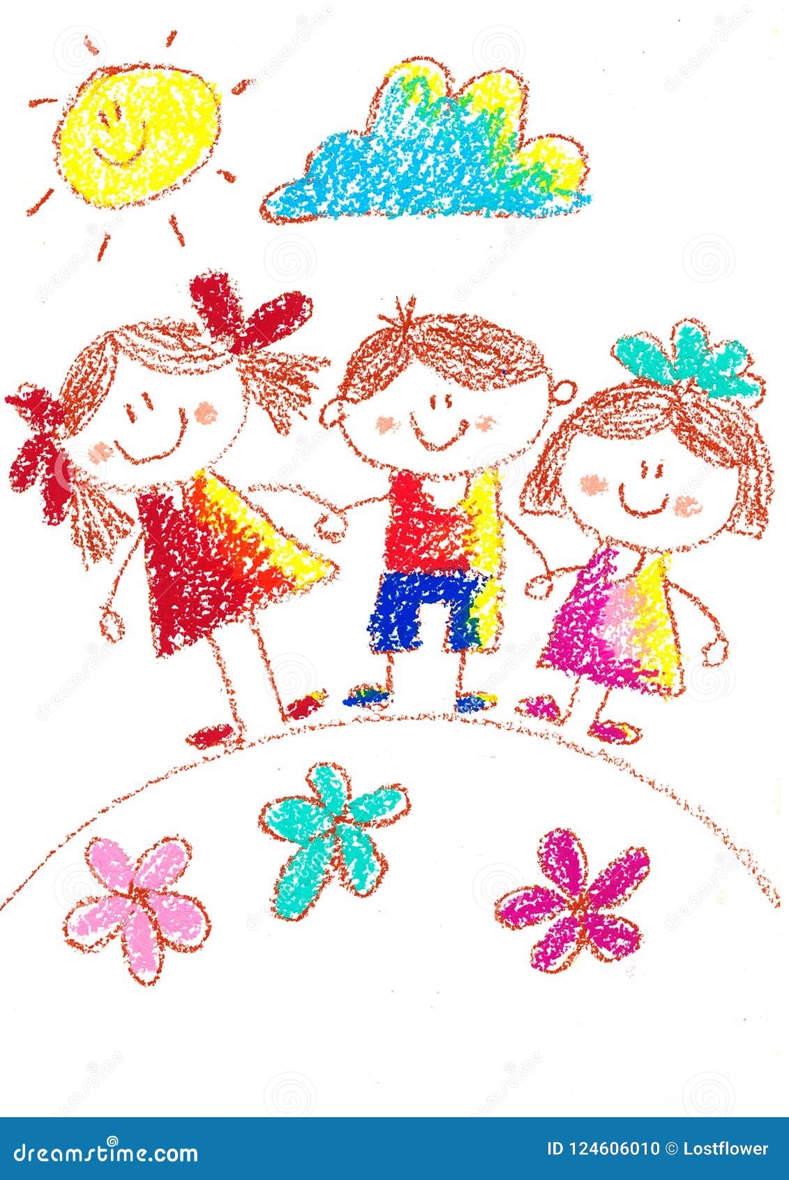 Kids Drawing. Kindergarten. School. Happy Children with Teacher