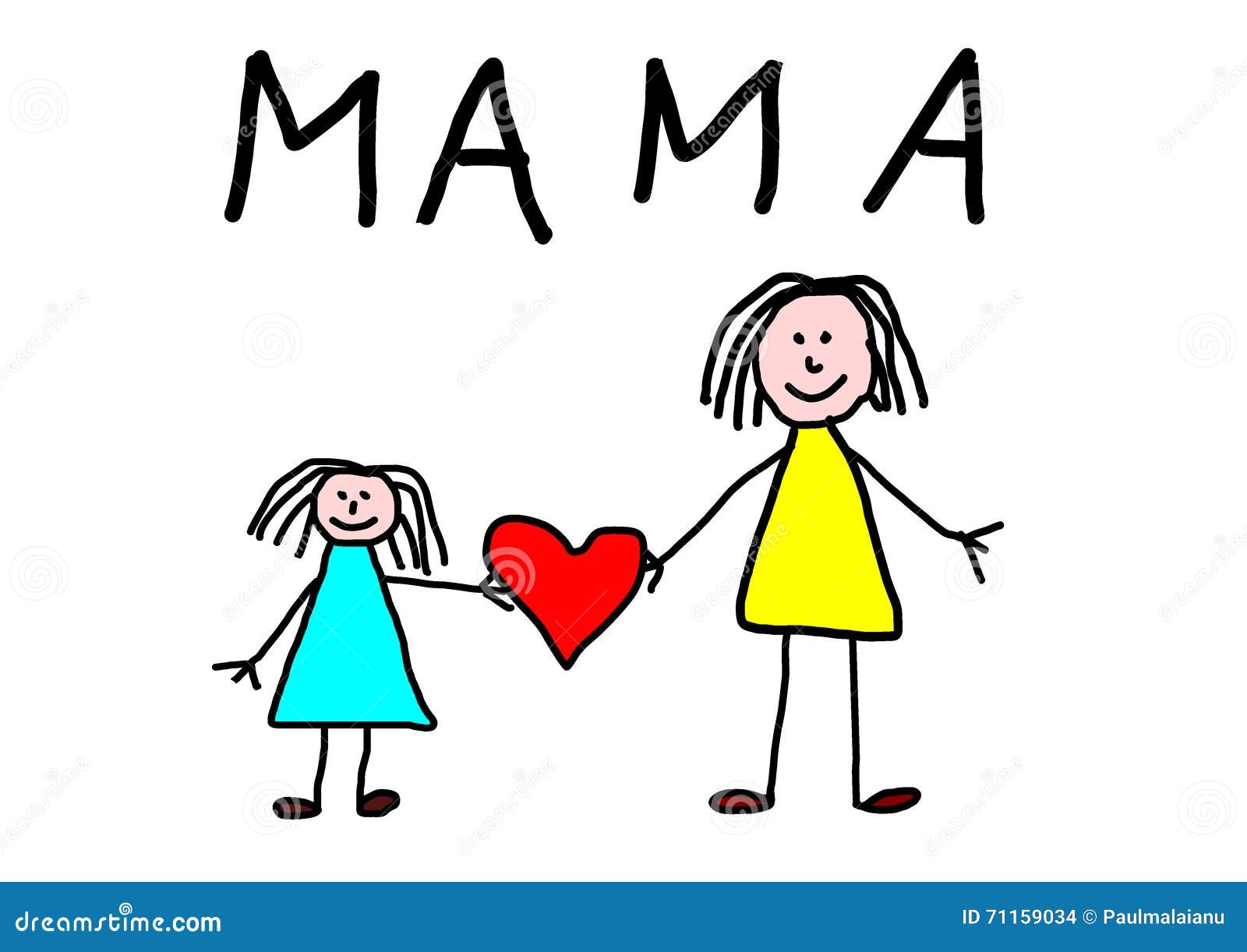 Kids Drawing - Mother Day Greeting Card Stock Illustration 