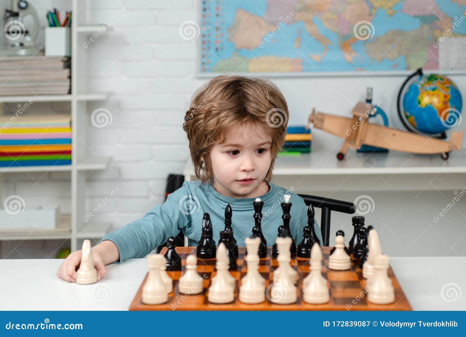 Kids Early Development. Pupil Kid Thinking about His Next Move in a Game of  Chess. Stock Image - Image of child, chess: 172839087