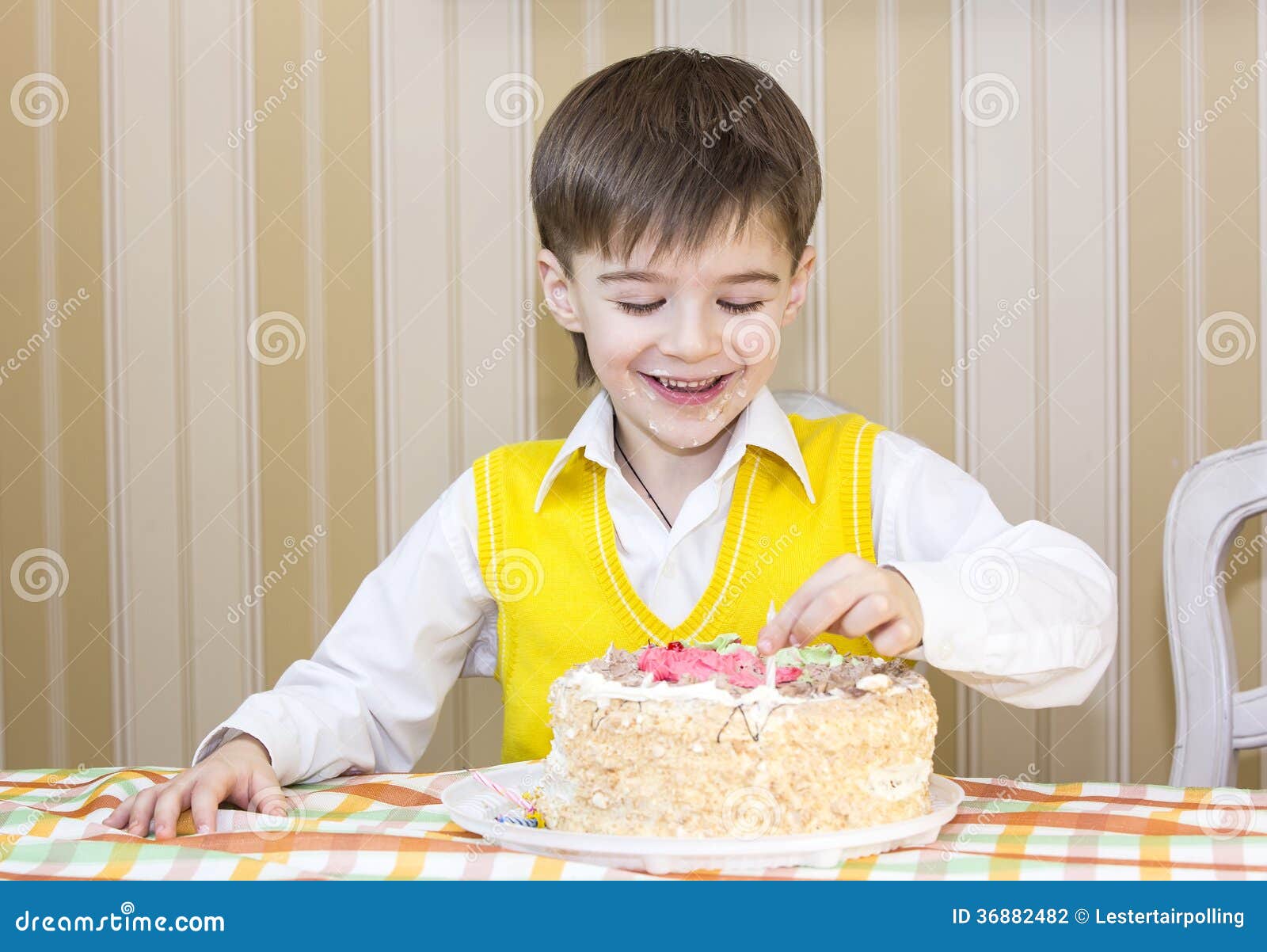 Kids eat cake stock photo. Image of child, happiness 36882482