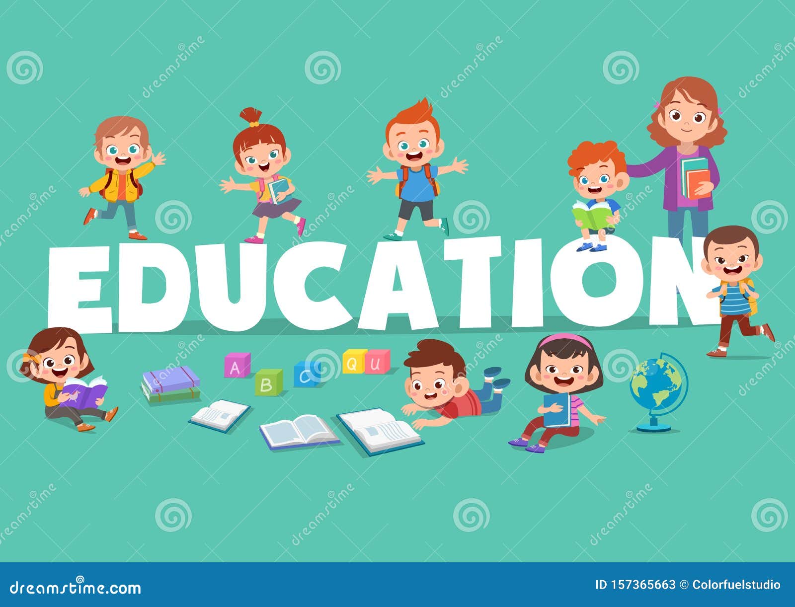 Kids Education Poster Vector Illustration Stock Illustration - Illustration  of background, pile: 157365663