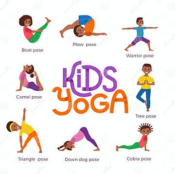 Kids Exercise Poses and Yoga Asana Set Stock Vector - Illustration of ...