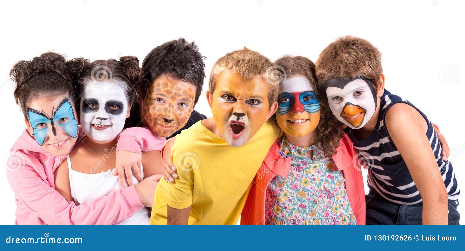 Kids with face-paint stock photo. Image of pretty, animals - 130192626