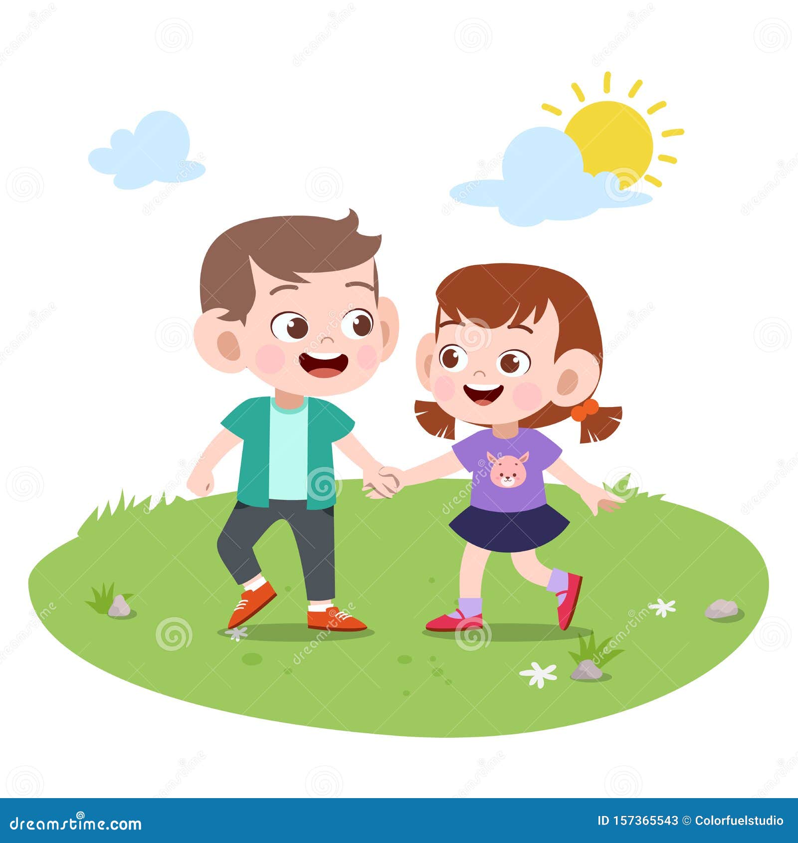 Kids Friendship Boy Girl Vector Illustration Stock Illustration Illustration Of Playful Family