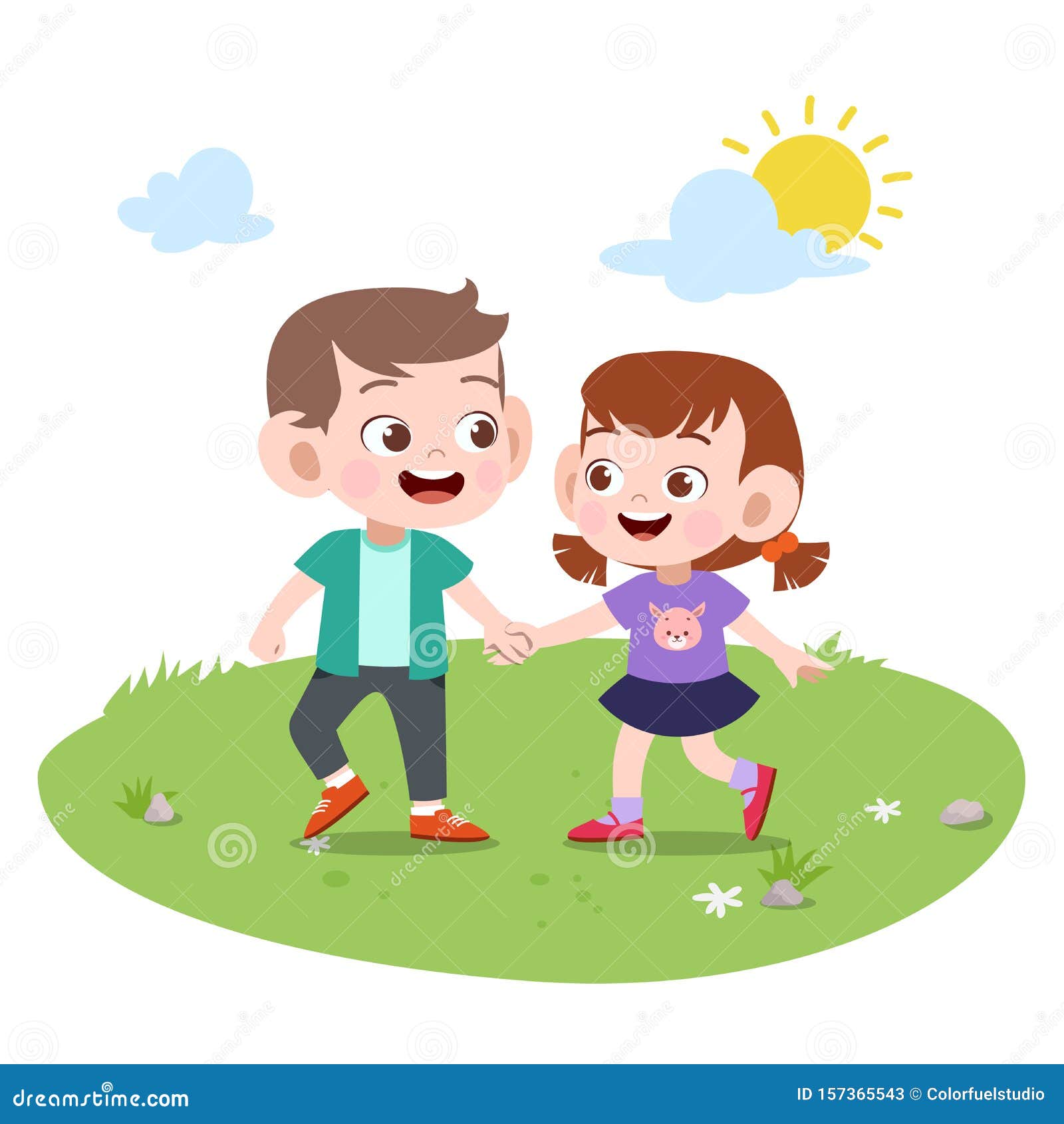 Kids drawing - friends stock illustration. Illustration of girl