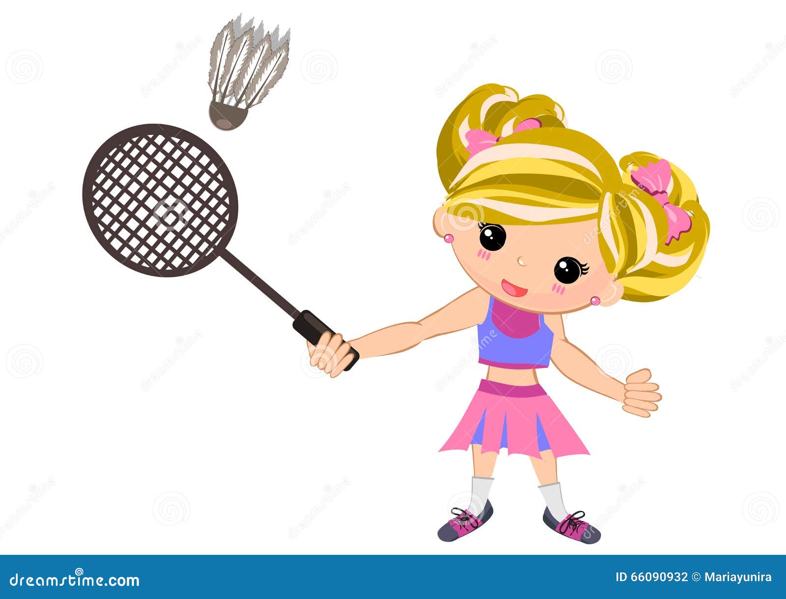 Kids Girl Playing Badminton Isolated Stock Vector - Illustration of  badminton, happy: 66090932