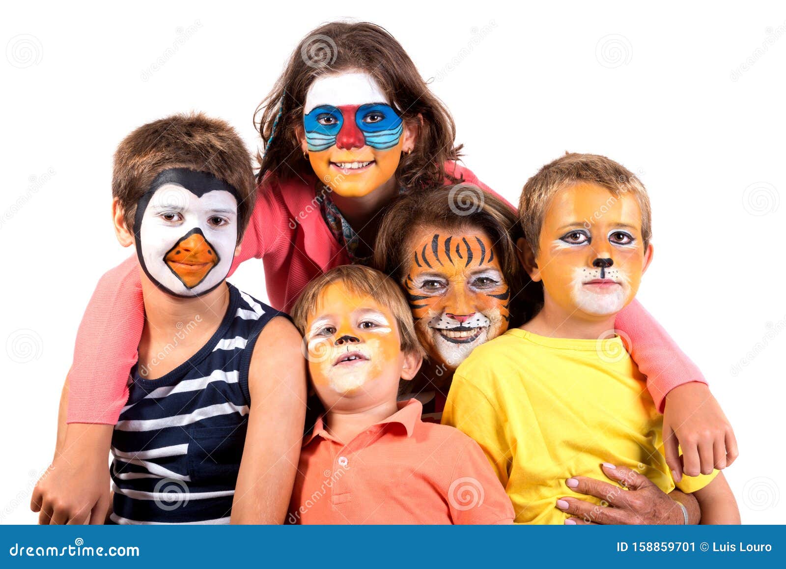 Kids and Granny with Face-paint Stock Image - Image of granny, boys ...