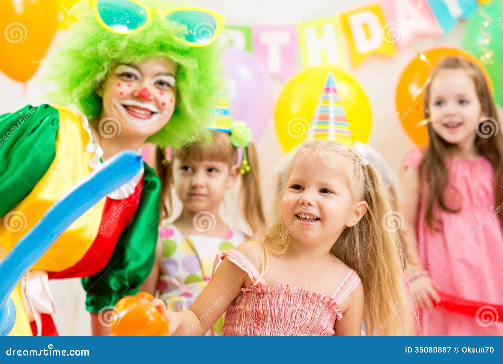 Kids Group on Birthday Party Stock Image - Image of holiday, kids: 35080887