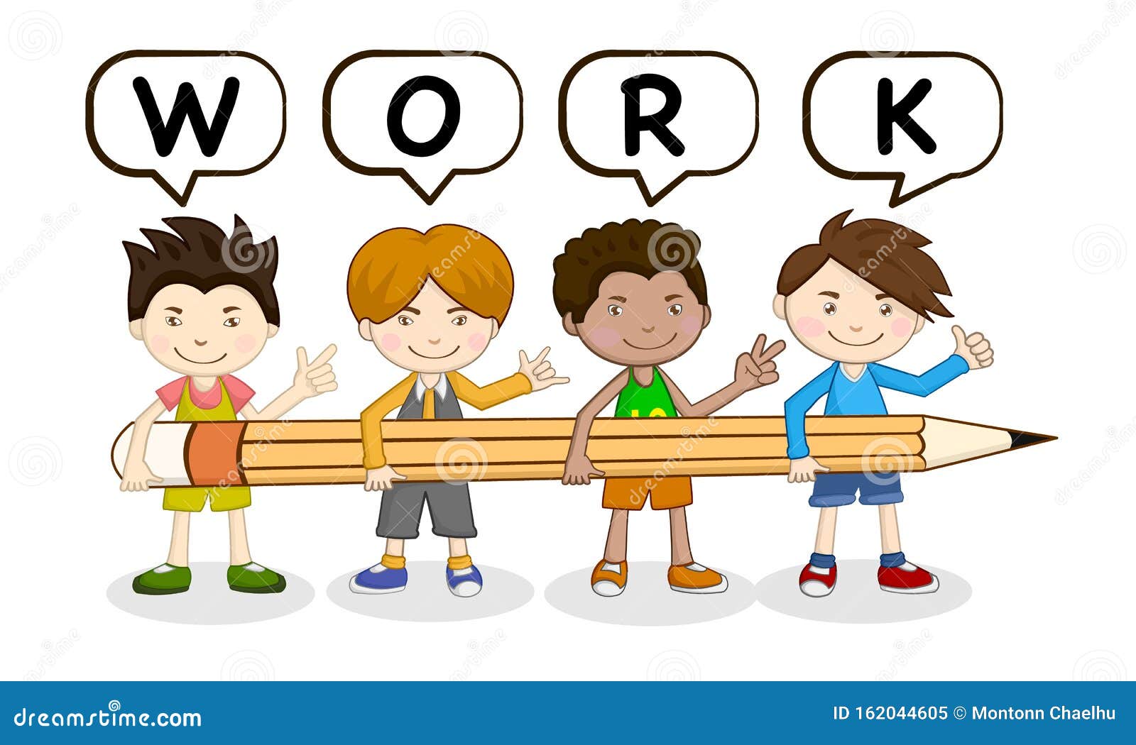 Kids Group Holding Pencil. Teamwork Vector Stock Vector - Illustration of discussion, blue: 162044605 Kids Group Holding Pencil. Teamwork Vector Stock Vector - Illustration of discussion, blue: 162044605