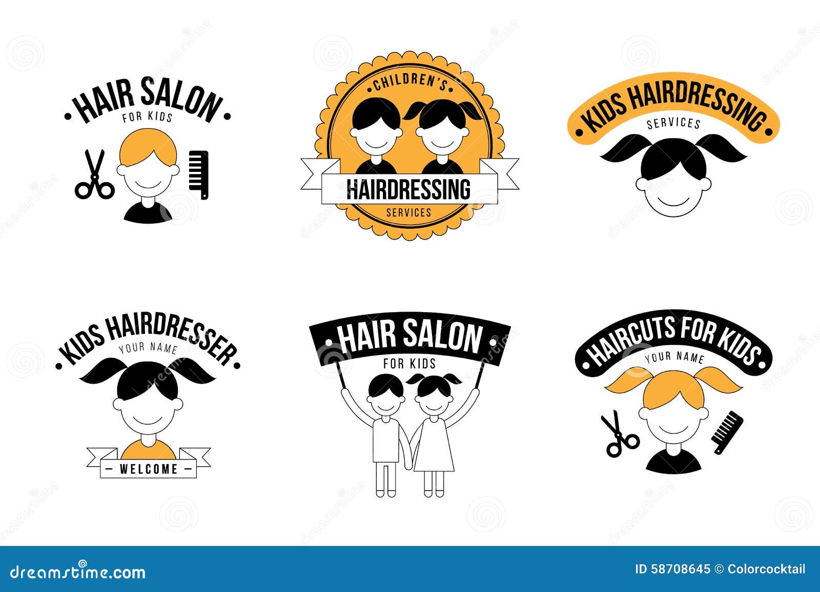 Kids Hairdresser Logo Stock Vector Illustration Of Children