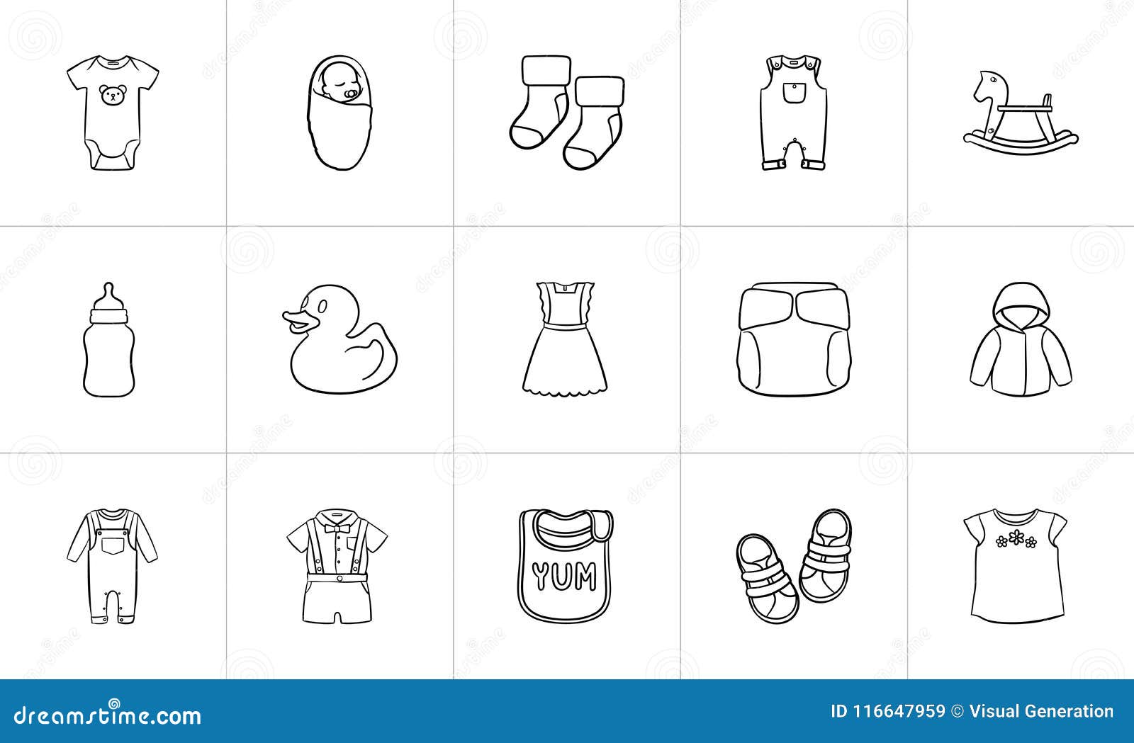 Kids Hand Drawn Sketch Icon Set Stock Vector Illustration Of Horse Diaper Kids Hand Drawn Sketch Icon Set Stock Vector Illustration Of Horse Diaper
