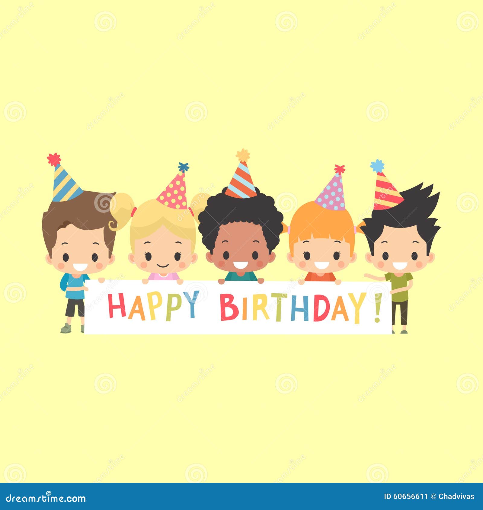 Kids Happy Birthday Banner stock vector. Illustration of african ...