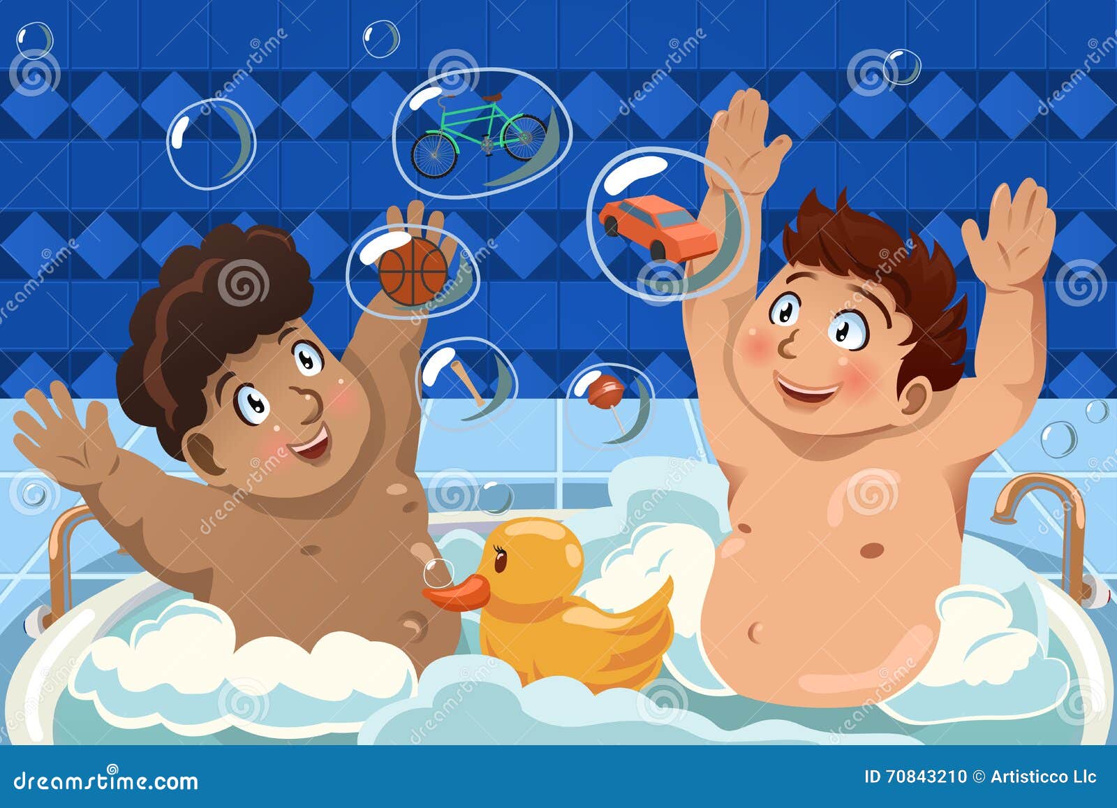 Kids Having a Bubble Bath stock vector. Illustration of cartoon 70843210