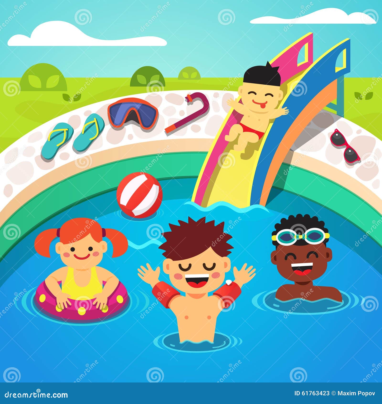 Swimming Clipart-kids enjoying playing inside swimming pool clipart