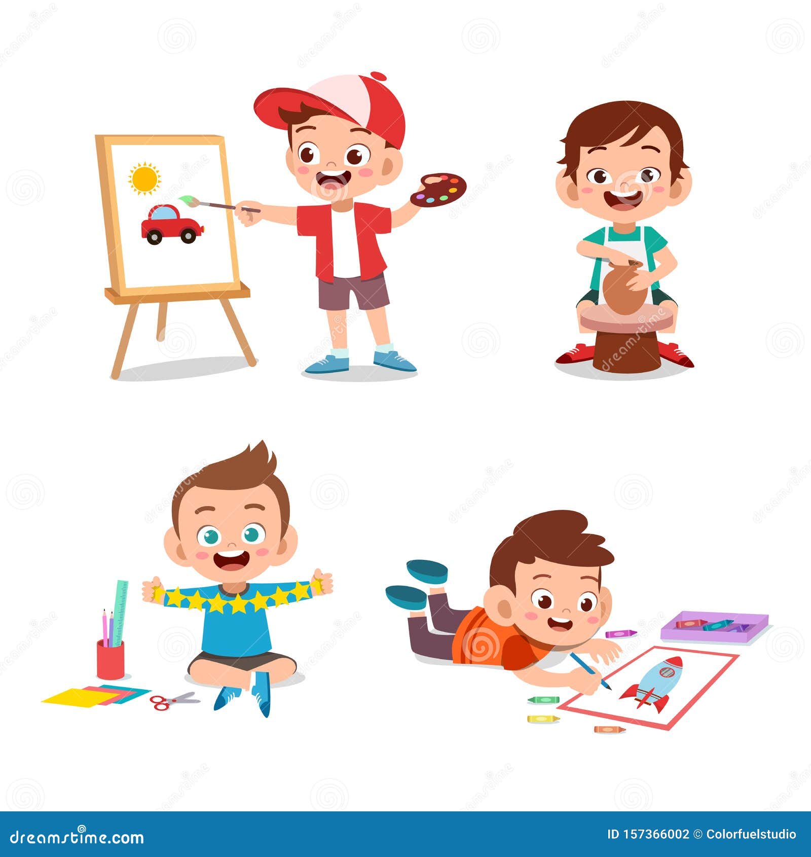 Kids Hobby Art Vector Illustration Stock Illustration - Illustration of  cute, kindergarten: 157366002