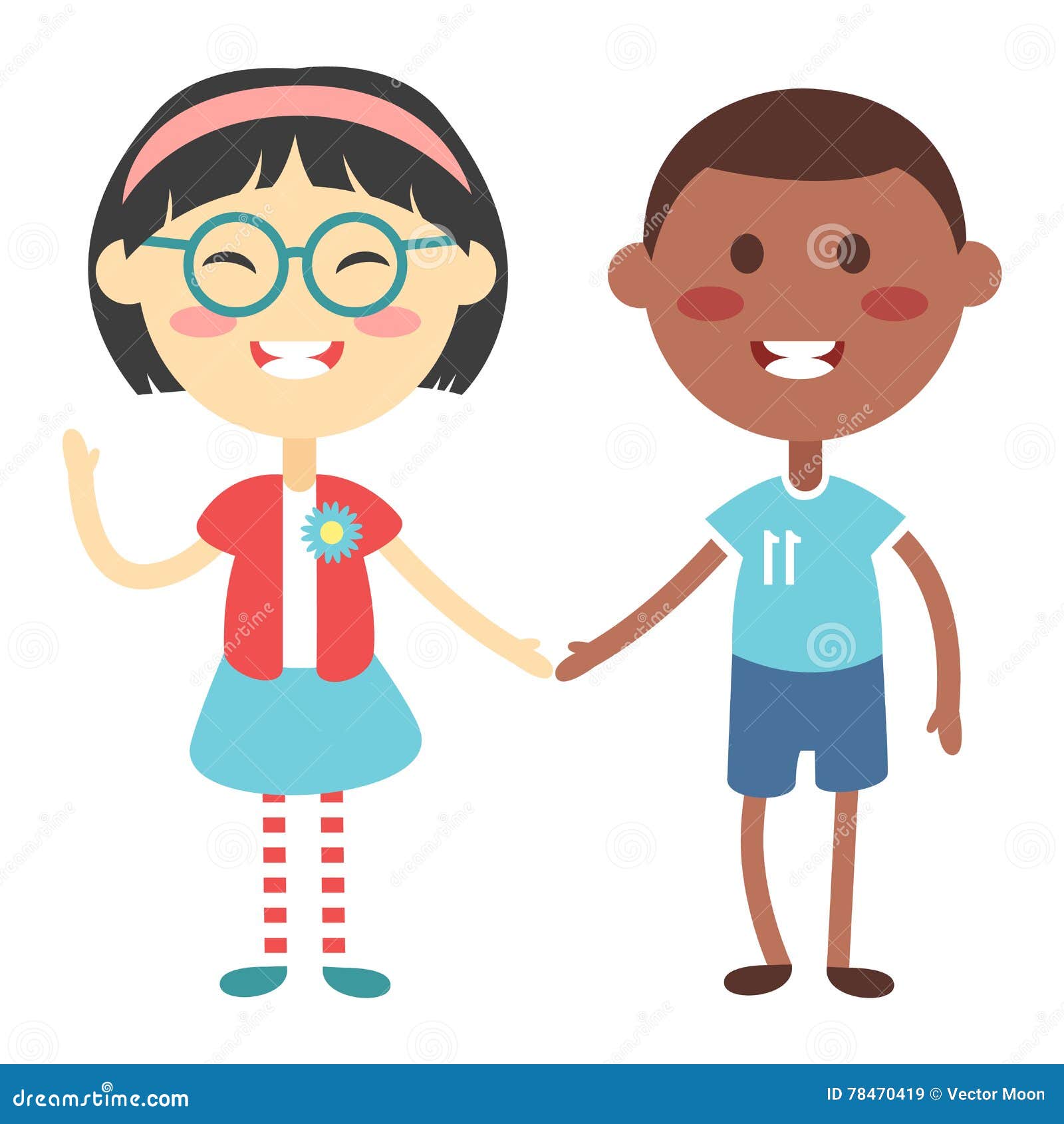 Kids holding hands vector stock vector. Illustration of isolated - 78470419