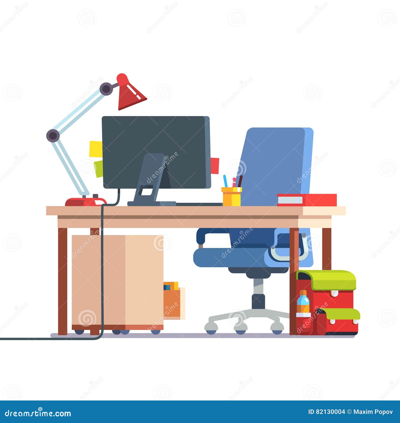 Kids Home Learning And Study Desk Stock Vector Illustration Of