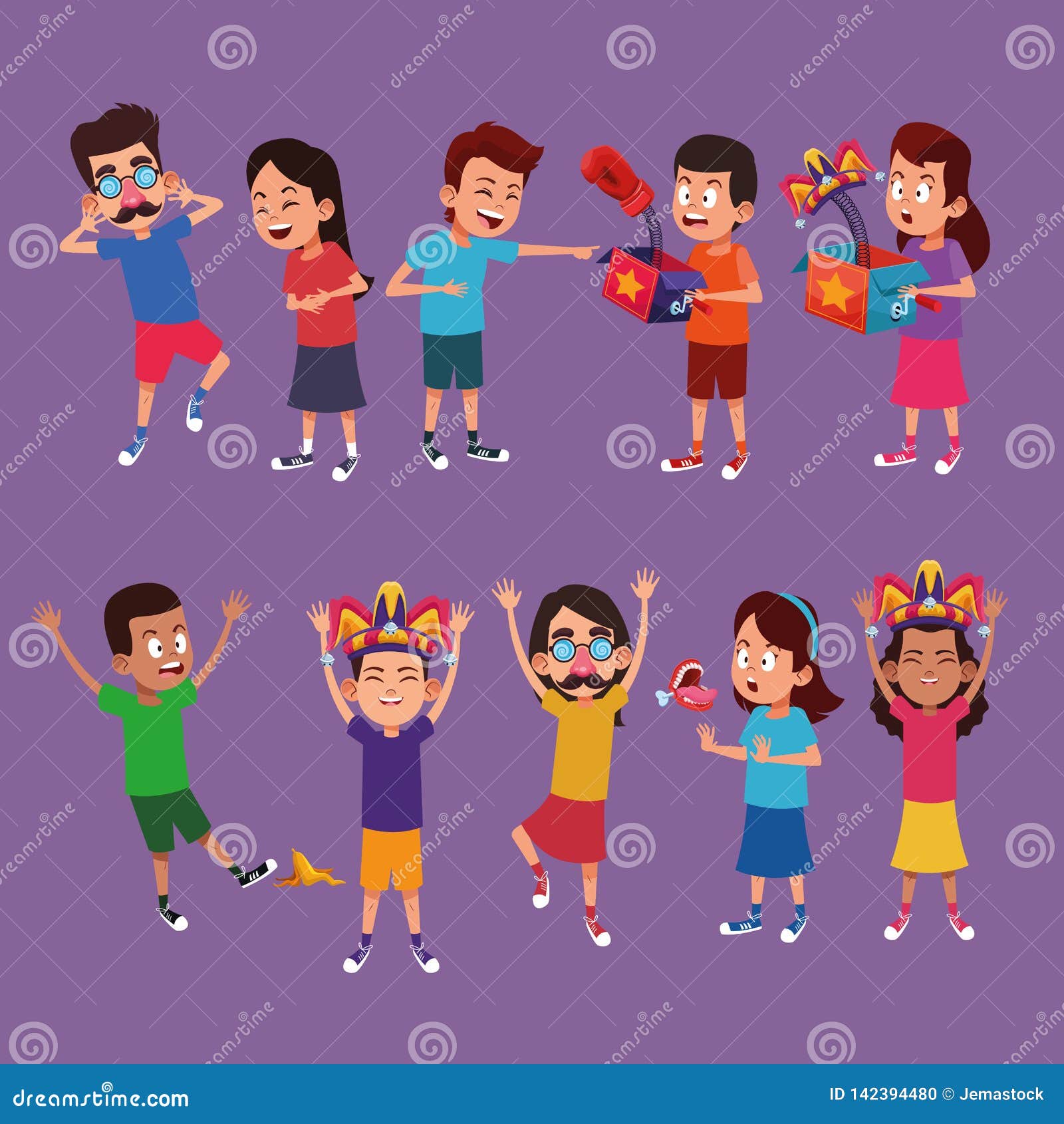 Kids with jokes cartoons stock vector. Illustration of cartoons - 142394480