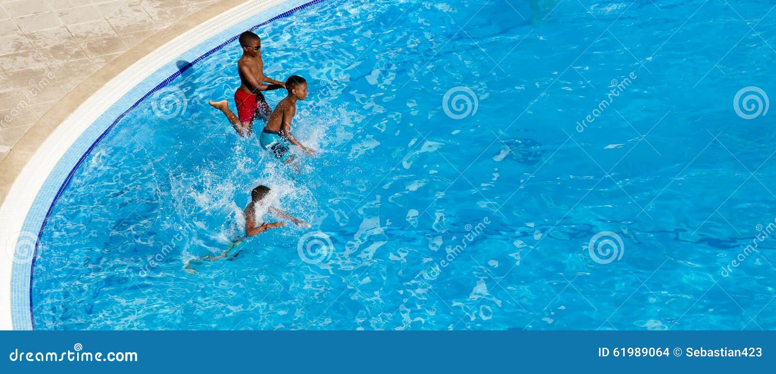 Kids Jumping in To Swimming Pool Competition Editorial Stock Image