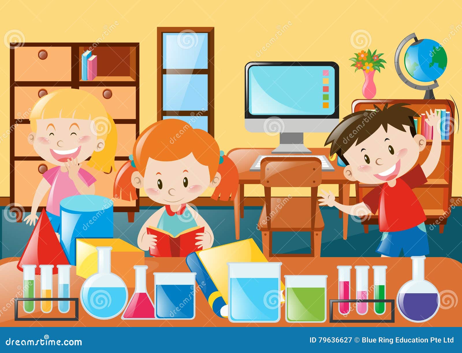 Kids Learning in Science Classroom Stock Vector Illustration of