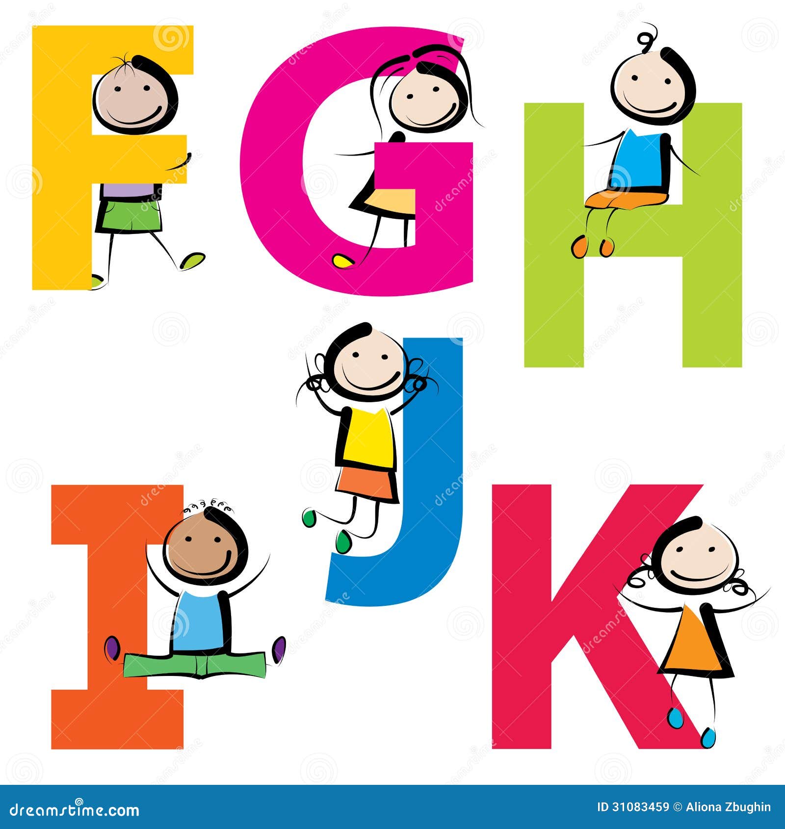kids with letters f-k