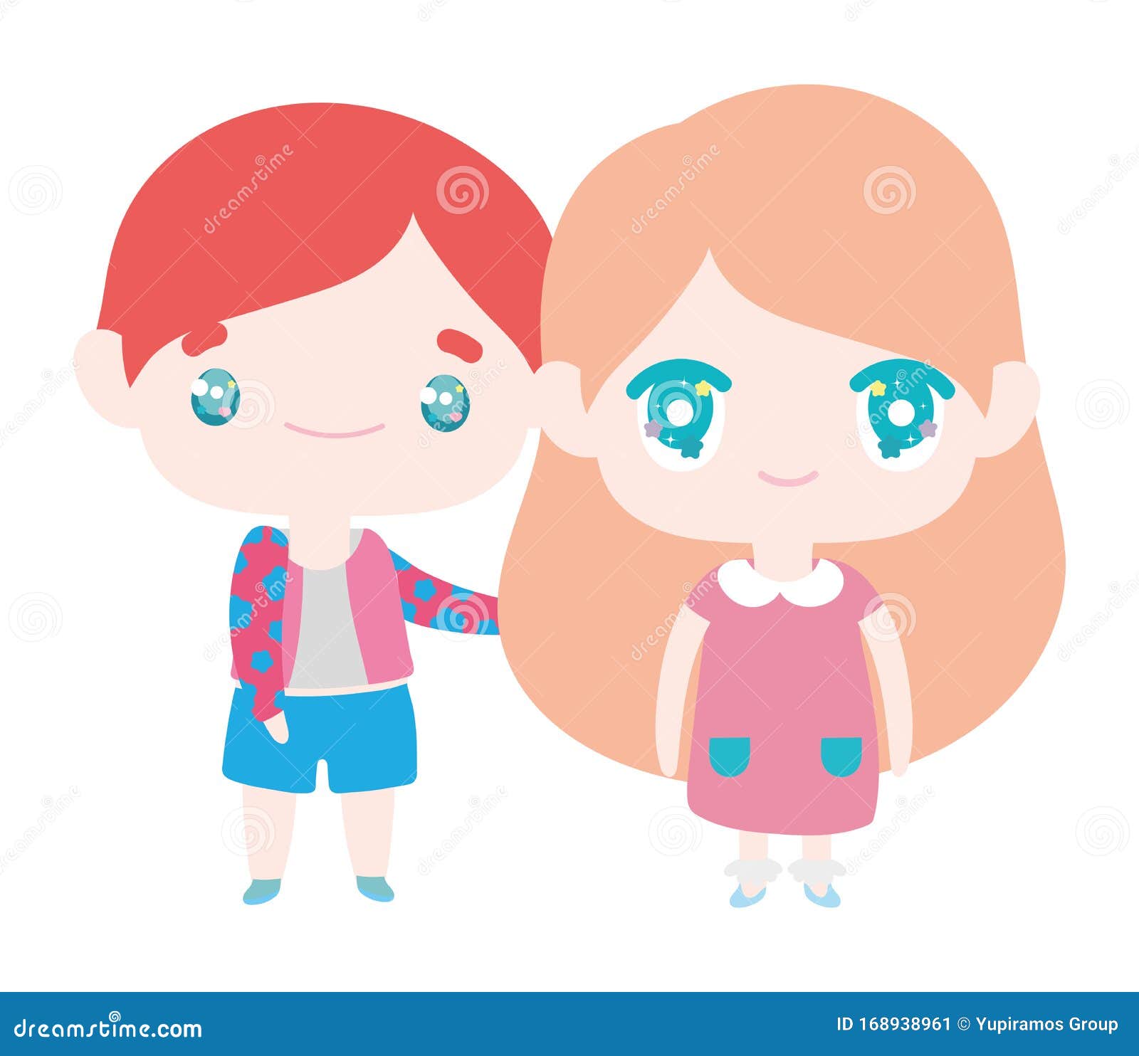 Kids Little Girl And Boy Anime Cartoon Characters Stock Vector Illustration Of Design Anime