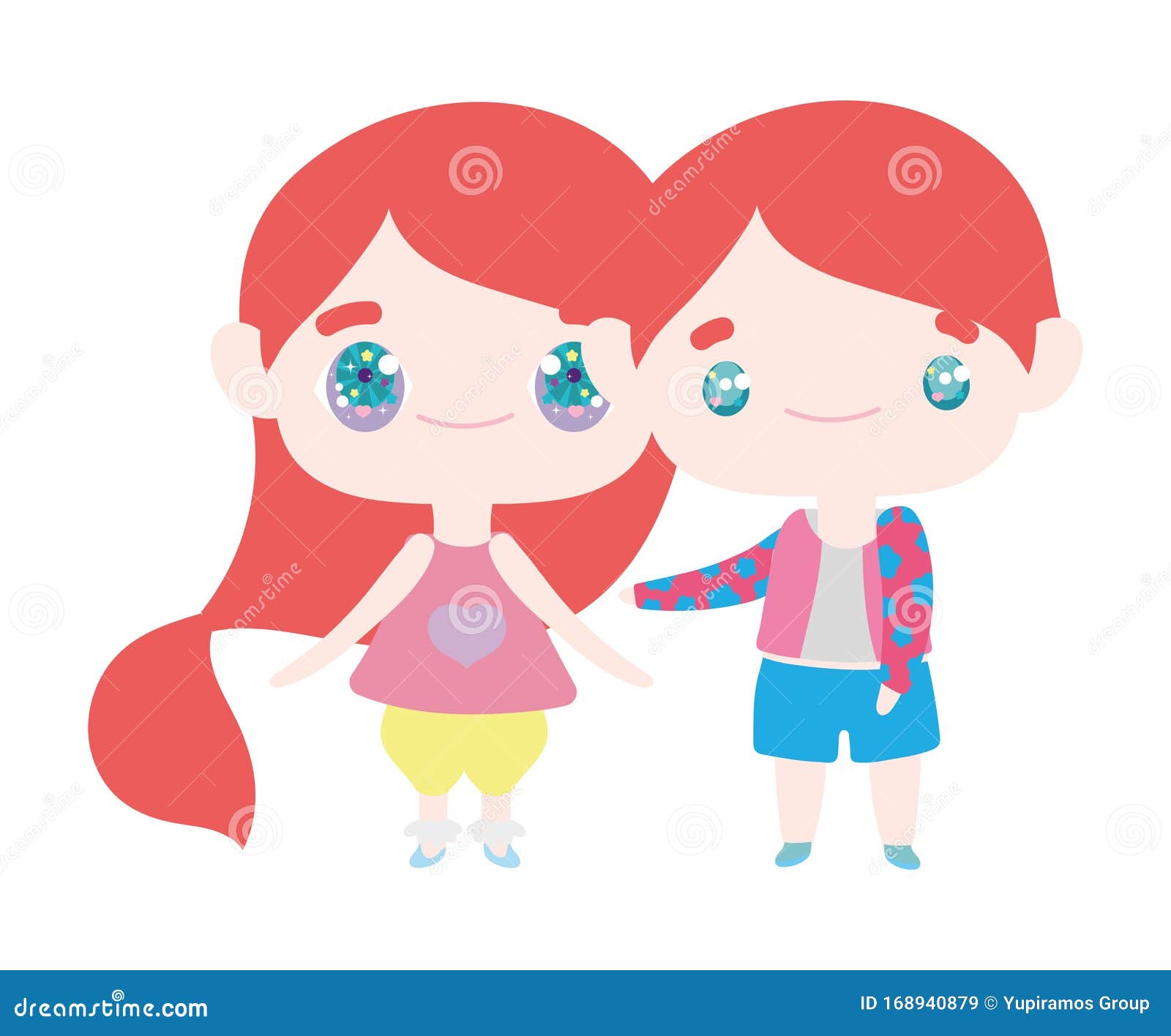 Kids Little Girl And Boy Anime Cartoon Characters Stock Vector Illustration Of Anime Graphic