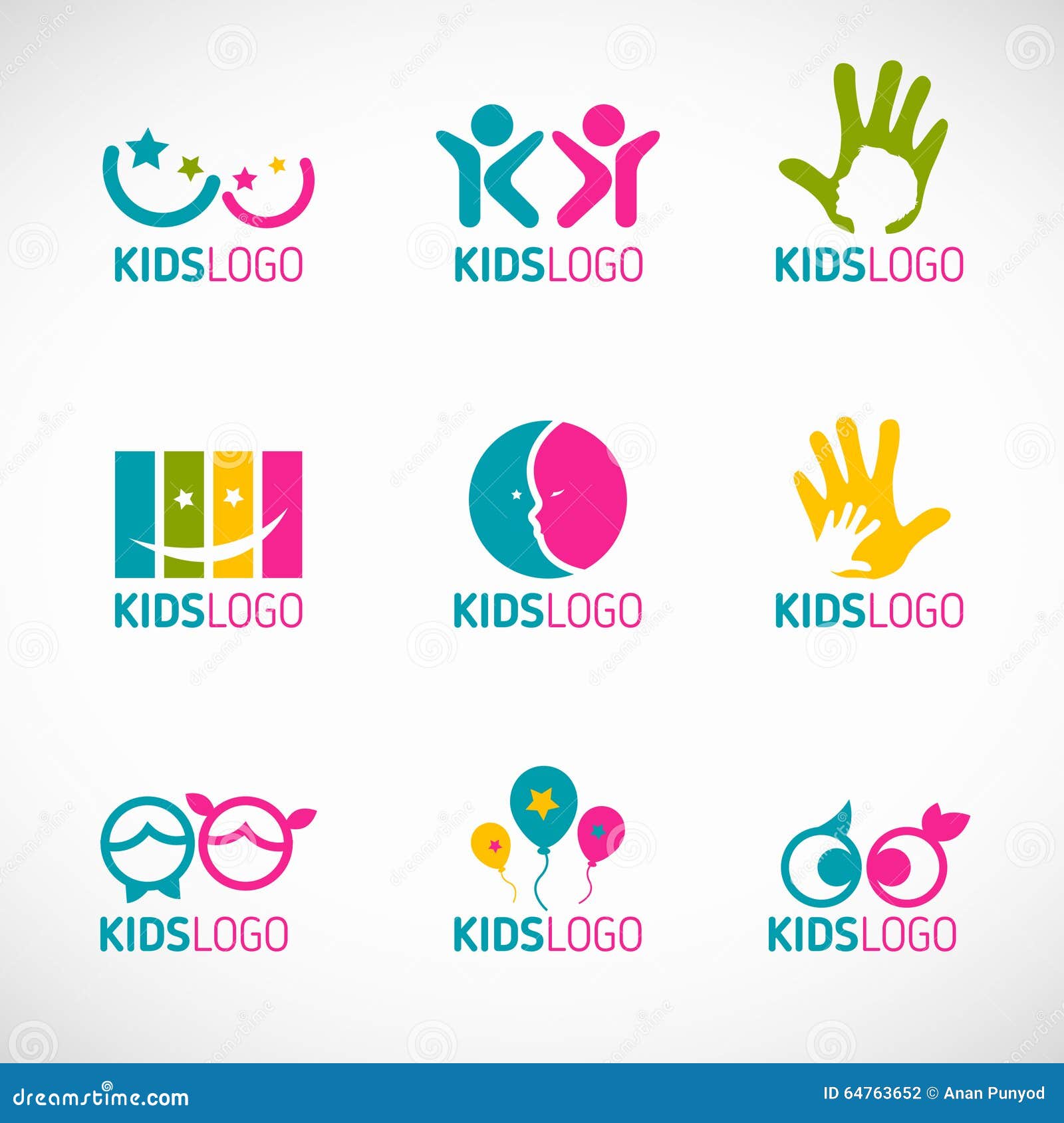 Download Kids Logo Vector Set Design Stock Vector - Image: 64763652