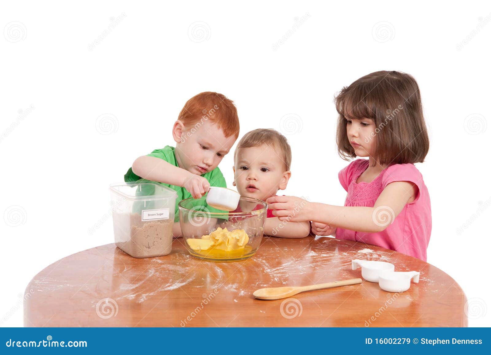 Kids Measuring Ingredients For Baking In Kitchen Stock Image Image of