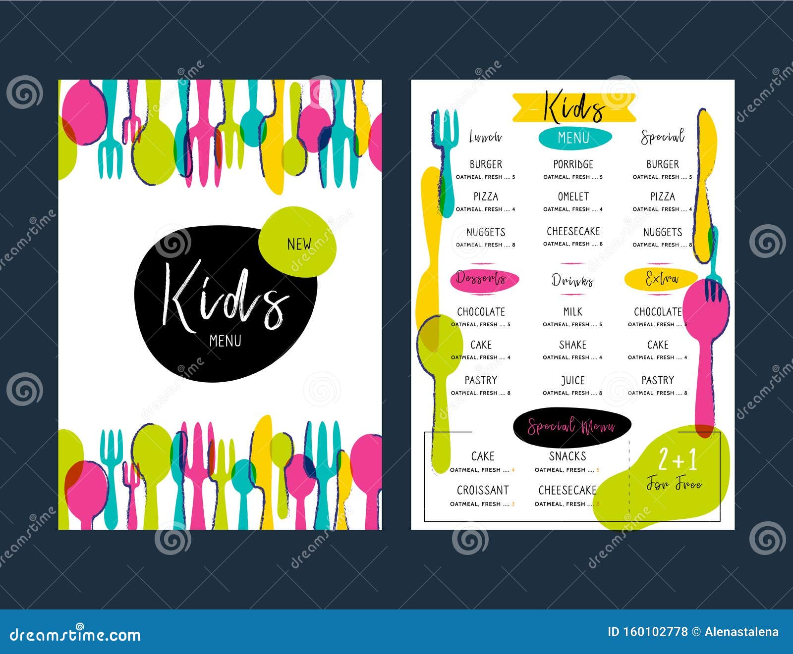 Kids Menu Doodle Illustration. Simple Food Vector Background. Brochure  Layout Template Design. Stock Vector - Illustration of banner, kitchen:  160102778
