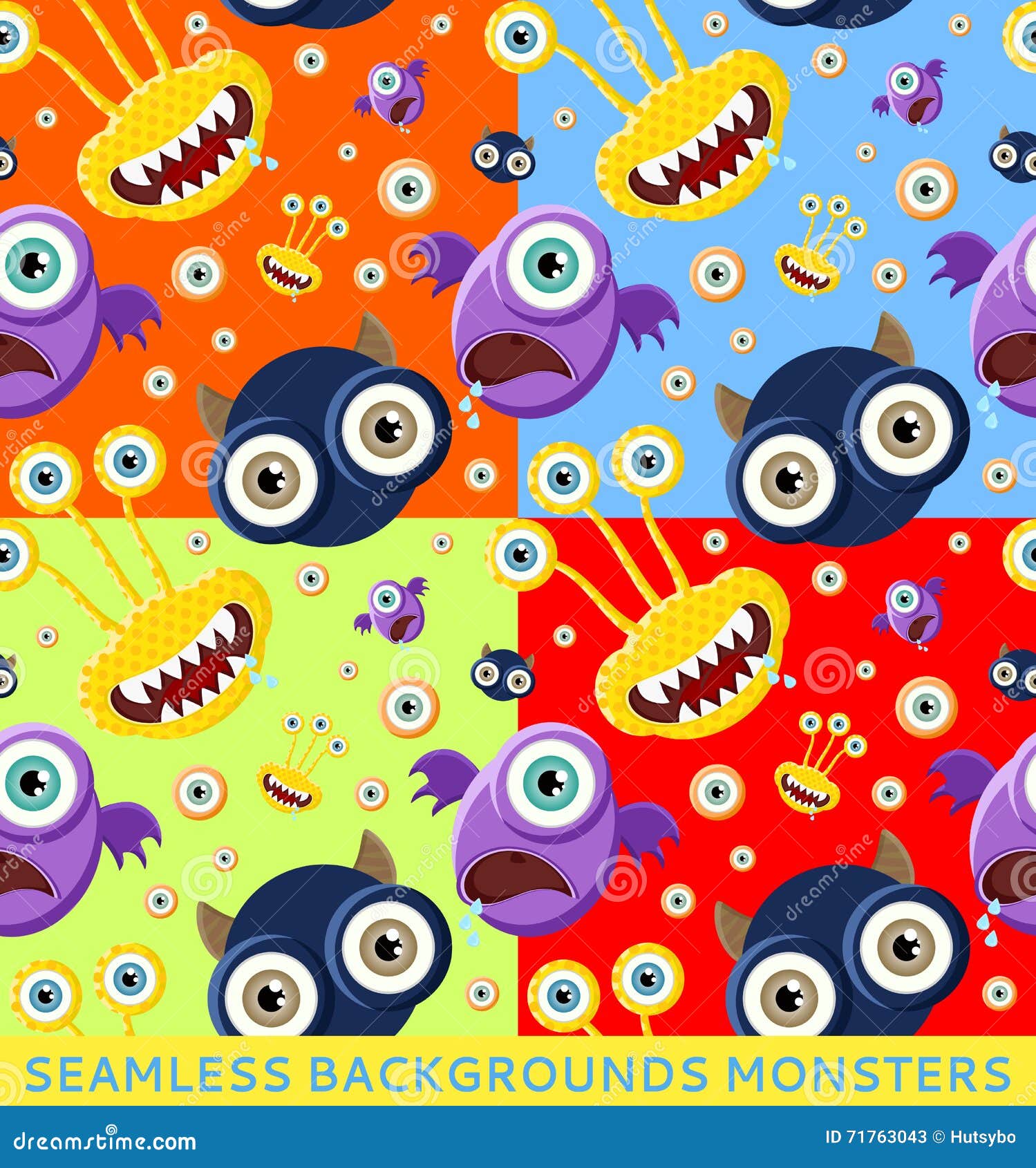 Kids Monsters Seamless Stock Vector Illustration Of Background 71763043